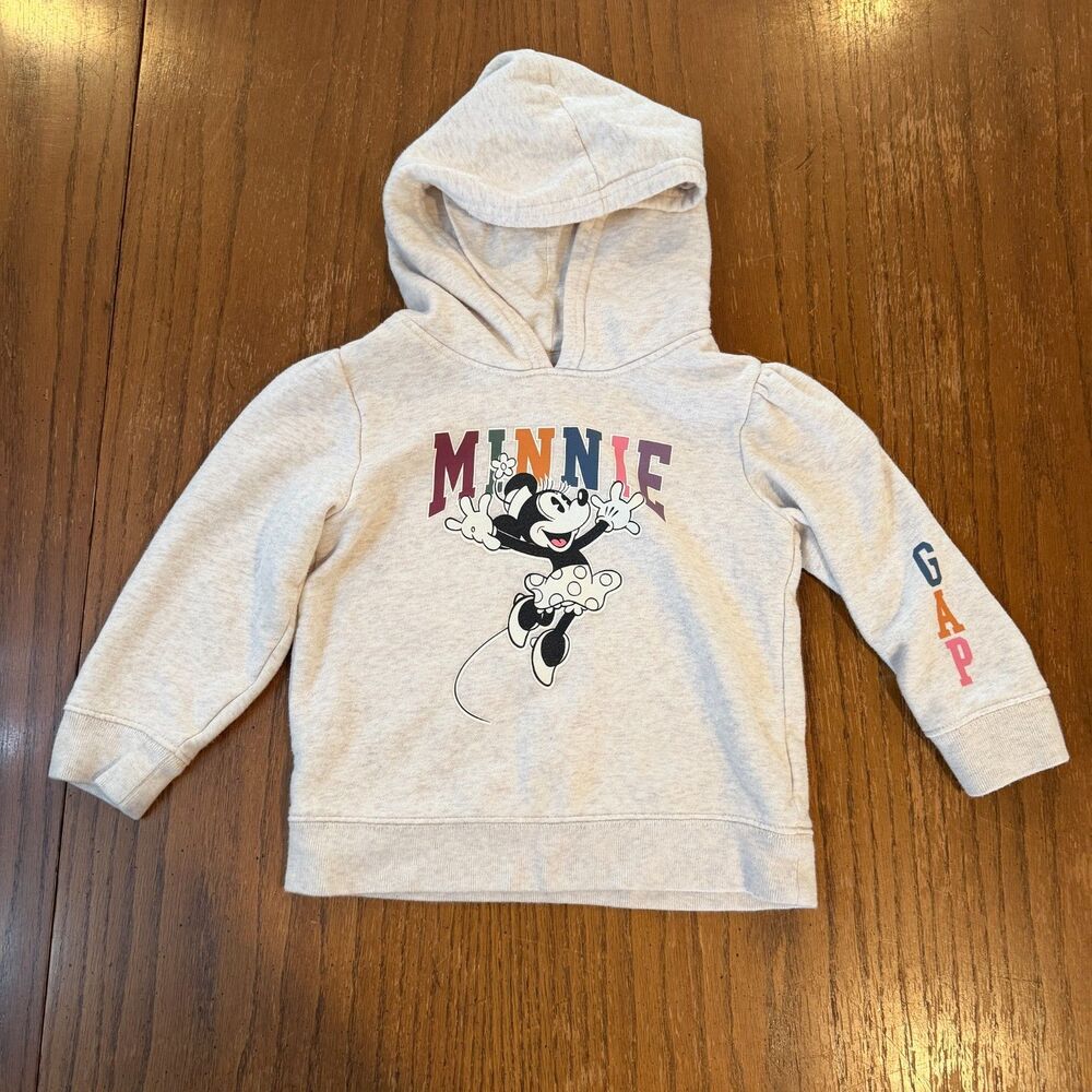 Baby Gap Disney Minnie Mouse Hoodie Girls 4 Years Gray Pullover Sweatshirt